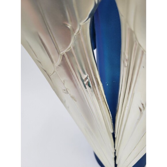 Lot Of 2 Plastic Silver Tone Angel Figurines Red & Blue Table Decorations 12" - Picture 13 of 13